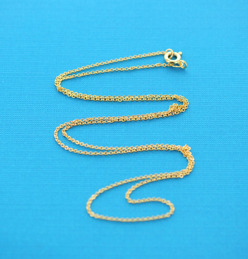 Gold Filled Cable Link Necklace chain, finished, 20" 1.2mm oval soldered links, clasp, pmg0004
