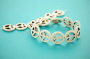 17" Strand WHITE Stone PEACE SIGN Howlite Beads carved stone 25mm . how0023