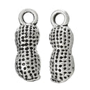10 Antiqued Silver Tone Metal PEANUT Charm Pendants . chs0256