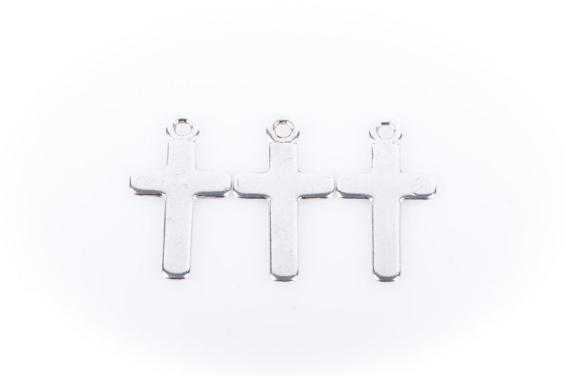 10 Plain CROSS Tag Charm Pendants  Silver Tone Metal chs0285