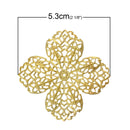 10 Large Bright Gold Plated Filigree Squares, flat thin findings for jewelry making, crafts  FIL0003
