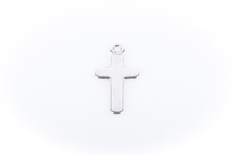 10 Plain CROSS Tag Charm Pendants  Silver Tone Metal chs0285