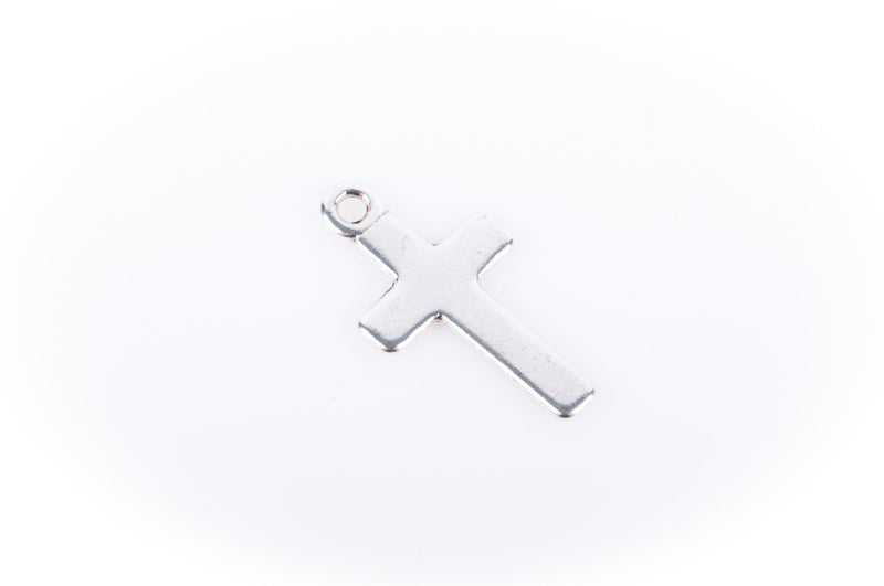 10 Plain CROSS Tag Charm Pendants  Silver Tone Metal chs0285