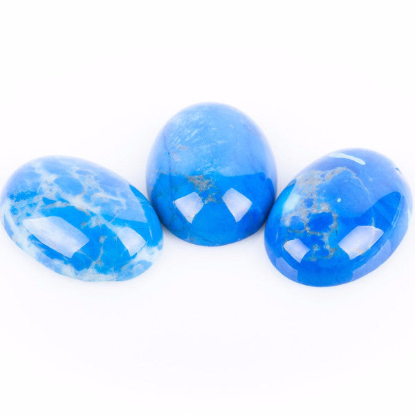 2 Oval Gemstone Cabochons, 25x18mm, Dyed BLUE HOWLITE Magnesite  cab0047