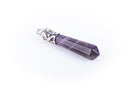 1 Gemstone Pendant, PURPLE AMETHYST Stone, 2.5" long fancy silver tone bail findings  cgm0014