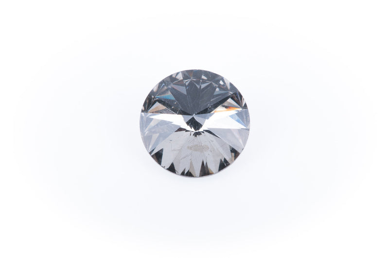 14mm Glass Crystal Rivoli RHINESTONE Crystals, chaton, silver foil backing BLACK DIAMOND, 4 pcs.  cry0077