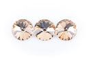 14mm Glass Crystal Rivoli Rhinestone Crystals, chaton, silver foil backing GOLDEN SHADOW, 4 pcs.  cry0080