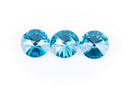14mm Glass Crystal Rivoli Rhinestone Crystals, chaton, silver foil backing TURQUOISE BLUE ZIRCON, 4 pcs.  cry0087