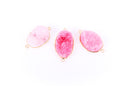 1 PINK DRUZY Gemstone Connector Link, Gold Plated Bezel, 1.5" long  gdz0003