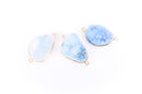 1 BLUE DRUZY Gemstone Connector Link, Gold Plated Bezel, 1.5" long  gdz0006