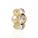 8mm Gold Plated Metal with Clear GLASS Rhinestone Crystal Spacer Rondelle Beads  10 pieces . Scalloped Edge  bme0032