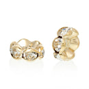 8mm Gold Plated Metal with Clear GLASS Rhinestone Crystal Spacer Rondelle Beads  10 pieces . Scalloped Edge  bme0032
