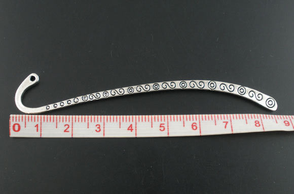 2 Fancy Stamped Antique Silver Blank Bookmarks Findings 3.5" long swirly pattern, fin0021