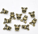 10 Medium Antique Bronze Tone BUNNY RABBIT Charm Pendants.  Chb0179