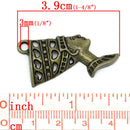 5 Large Antique Bronze Tone Egyptian QUEEN NEFERTITI Charm Pendants.  Chb0182