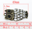 1 Large Antique Bronze Metal Rhinestone OWL Charm Pendant CHB0187