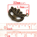 10 Antique Bronze Tone MARDI GRAS Mask Charm Pendants chb0183