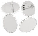 4 Bright Silver Cameo Frame Setting Brooch Pins  2.6cm x 1.9cm (Fits 25x18mm cameos)  pin back fin0029