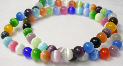 MIXED COLORS Glass Cat's Eye Beads, Round, 4mm bgl0712