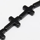 20mm BLACK Howlite Cross Beads, Sideways cross, full strand, 20 beads, how0068