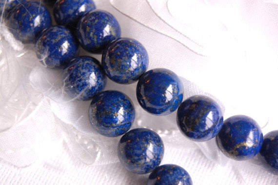 12mm Round LAPIS LAZULI  Beads, blue lapis lazuli gemstones with pyrite, half strand,  gla0011a