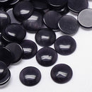 8 Round Circle Glass Cabochons, flatback, BLACK CAT'S Eye 16mm  cab0069