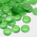 8 Round Circle Glass Cabochons, flatback, KELLY GREEN Cat's Eye 16mm  cab0076
