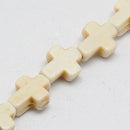 1 Strand, Mini Stone Cross Beads in WHITE 10mm x 8mm how0067