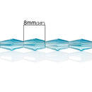 22" Strand Crystal Elongated Bicone Beads . AQUAMARINE BLUE AB 8mm x 4mm about 75 beads, bgl0045