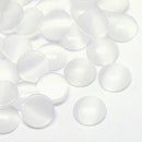 8 Round Circle Glass Cabochons, flatback, WHITE Cat's Eye 16mm  cab0078