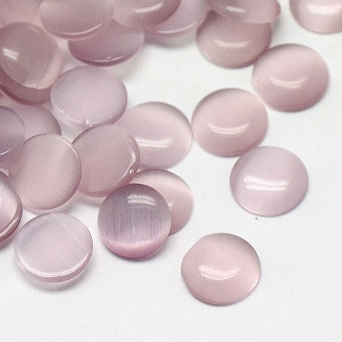8 Round Circle Glass Cabochons, flatback, LAVENDER PURPLE ORCHID Cat's Eye 16mm  cab0073
