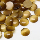 8 Round Circle Glass Cabochons, flatback, HONEY TAN Cat's Eye 16mm  cab0074