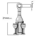 10 Antique Silver Tone WINE GLASSES and Bottle Pendant Charms . chs0437