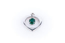 Moveable Charm, Emerald Green Rhinestone in Sterling Silver Open Heart, Pendant pms0377