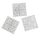 20 Large Antique Silver Filigree Squares, flat thin findings for jewelry making, crafts  FIL0004