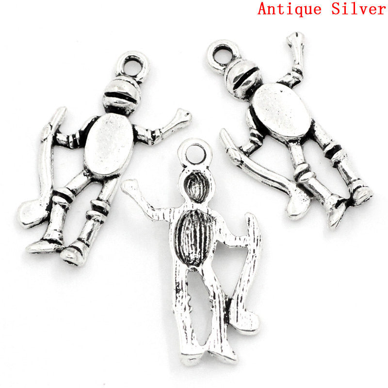 10 Antique Silver Tone TIN MAN Pendant Charms . chs0446