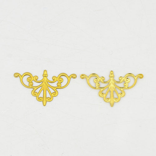 20 Bright Gold Metal Filigree Triangle Shapes, flat thin findings for jewelry making, crafts  FIL0014