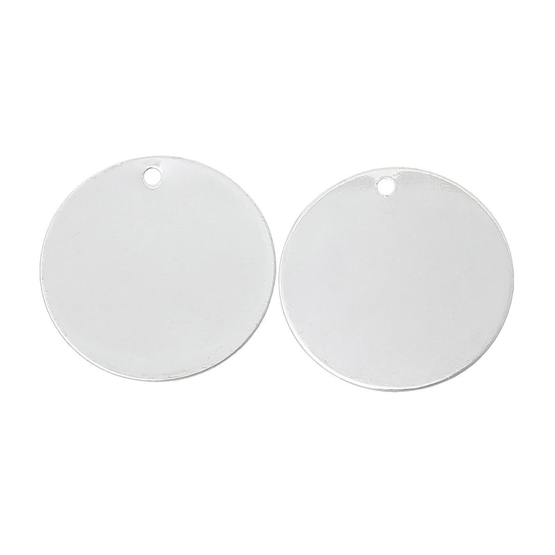 10 Bright Silver Plated Circle Disc Metal Stamping Blanks, 22 gauge, 3/4" diameter (20mm)  MSB0124