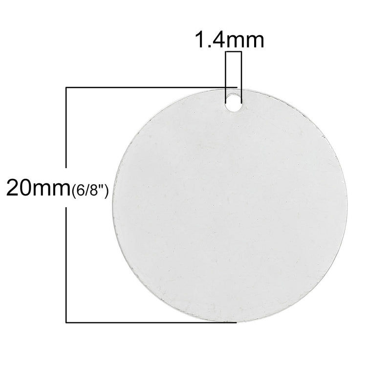 10 Bright Silver Plated Circle Disc Metal Stamping Blanks, 22 gauge, 3/4" diameter (20mm)  MSB0124