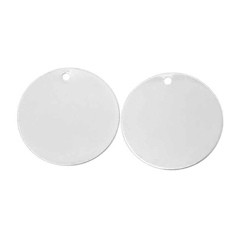 10 Bright Silver Plated Circle Disc Metal Stamping Blanks, 22 gauge, 1-1/8" diameter (30mm)  MSB0268