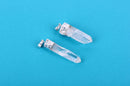 1 Gemstone Pendant, Clear QUARTZ CRYSTAL Stone, 2" long SILVER plated bezel, bail findings  cgm0016