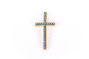 2 Pearl Sideways Crosses, bright gold one metal base and TURQUOISE BLUE gems chg0040