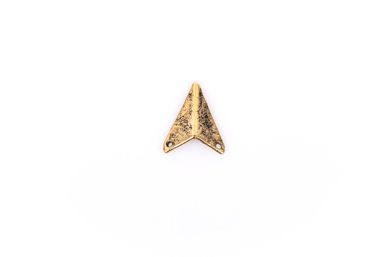 10 Antiqued Distressed Gold Metal Triangle Geometric Link Connector Charms chg0041
