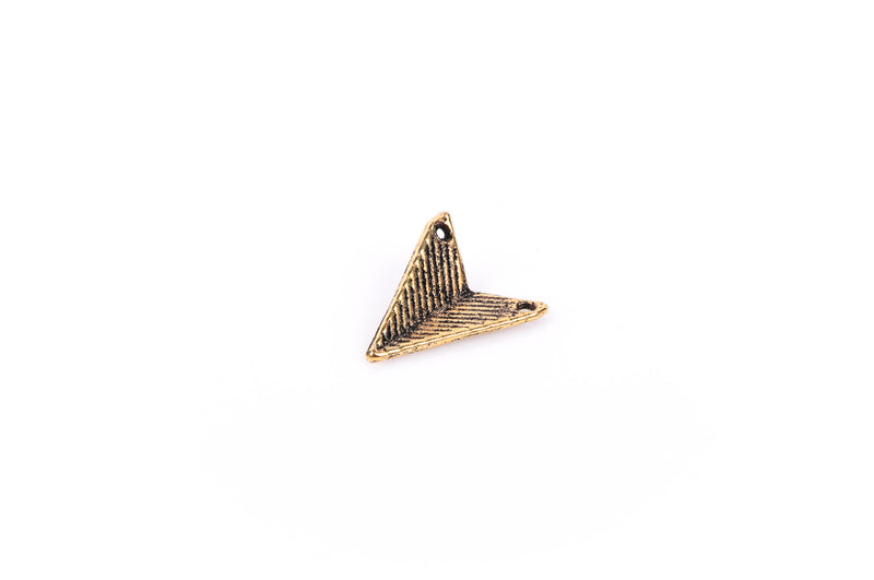 10 Antiqued Distressed Gold Metal Triangle Geometric Link Connector Charms chg0041