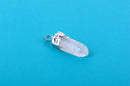 1 Gemstone Pendant, Clear QUARTZ CRYSTAL Stone, 2" long SILVER plated bezel, bail findings  cgm0016