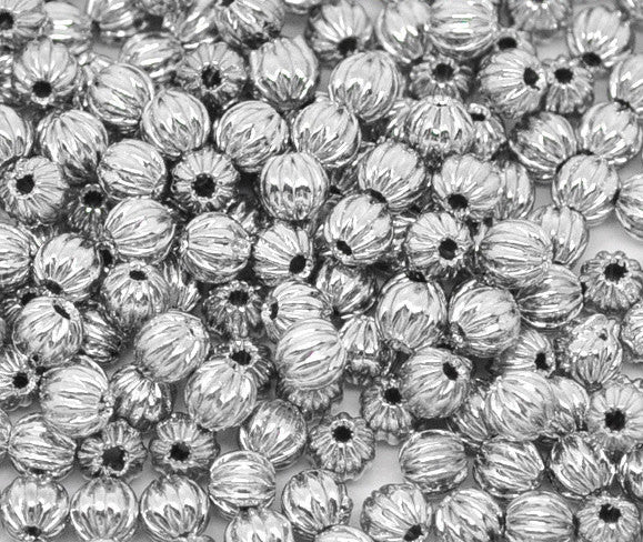 4mm Antique Silver Tone Corrugated Round Metal Spacer Beads, 300 pcs, BME0037