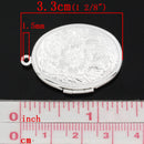 2 Bright Silver Plated Oval LOCKETS Charm Pendants, inside fits 23x16mm ovals, chs0485