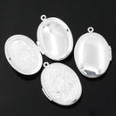 2 Bright Silver Plated Oval LOCKETS Charm Pendants, inside fits 23x16mm ovals, chs0485