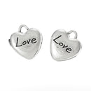 10 Silver Metal Stamped Word LOVE Heart Tag Charm Pendants chs0473