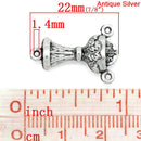 6 Silver Metal ROSARY CENTERPIECE Chalice Communion Cup, Tripiece, Charm Pendants, connector link chs0499a